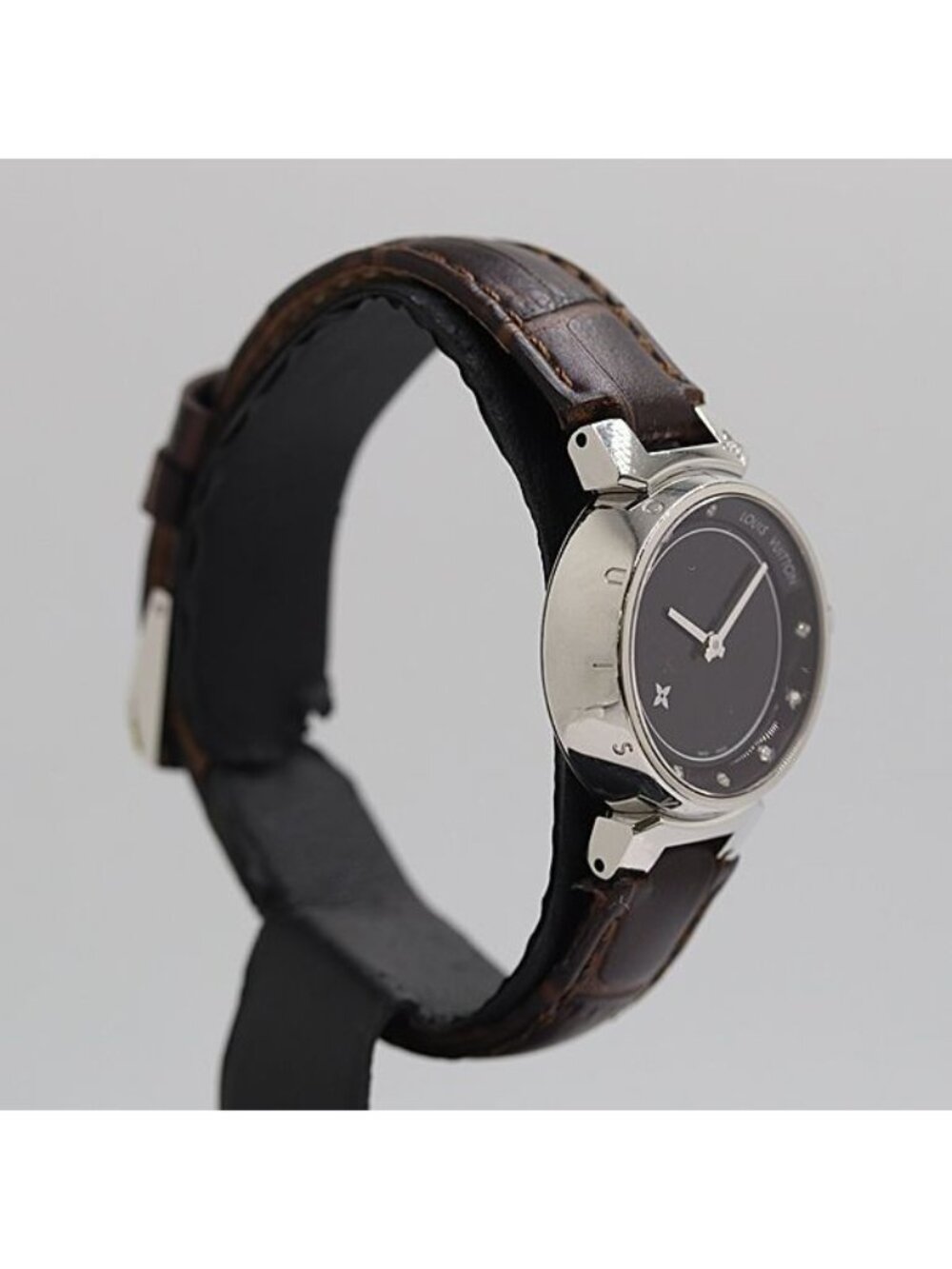 Louis Vuitton Box with Tambour Disc Diamon Quartz Black Dial Watch - Picture 2 of 5